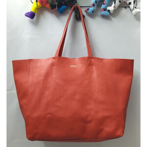 Cuyana Red Soft Leather Double Handle Large Tote Shoulder Bag